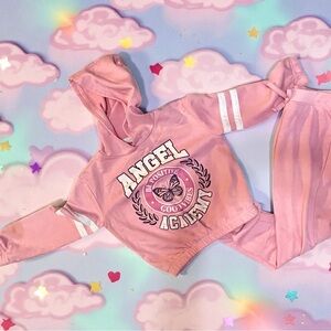 Matching Pink Angel Hoodie and Sweatpants Set